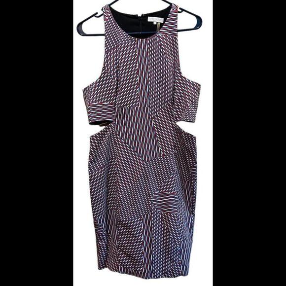 1.State Women Black Casual Dress L Abstract‎ with Open Sides - Picture 1 of 4